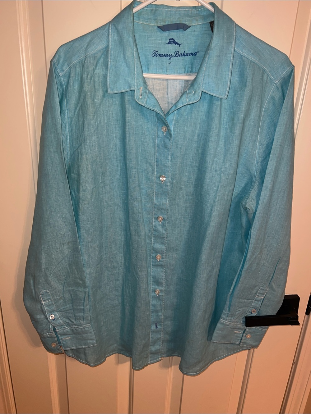 Tommy Bahama Light Aqua Linen Button-Down Shirt